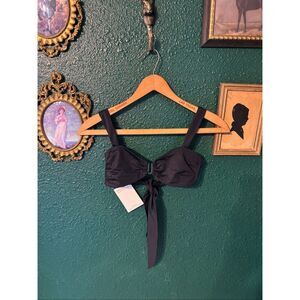 AWAY THAT DAY ANTHROPOLOGIE PALMA BLACK NWT BIKINI TOP SZ XS